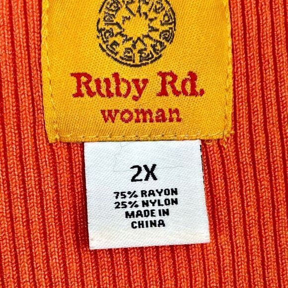 Ruby Rd. Women Orange Ribbed Beaded Tank Top 2X - Picture 8 of 11